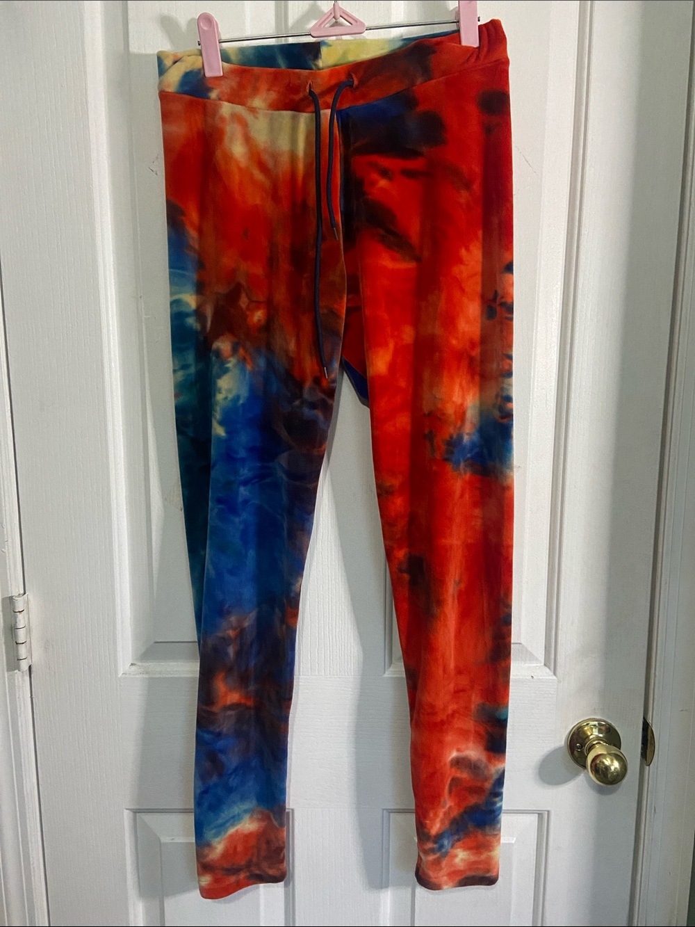 Tie-Dye Stretch Leggings in Red & Blue